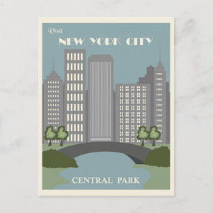 Central Park New York City Vintage Reise Postkarte
