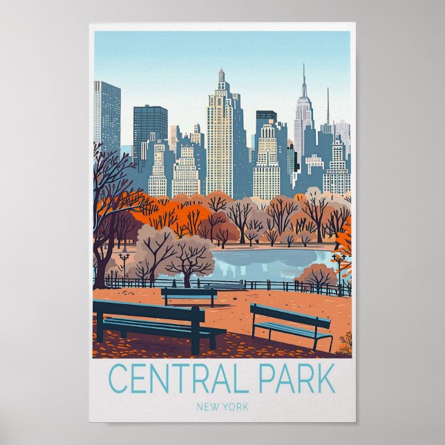 Central Park New York Reiseplakat Poster (Vorne)