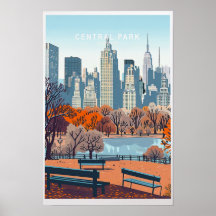 Central Park New York Reiseplakat - USA Stadt