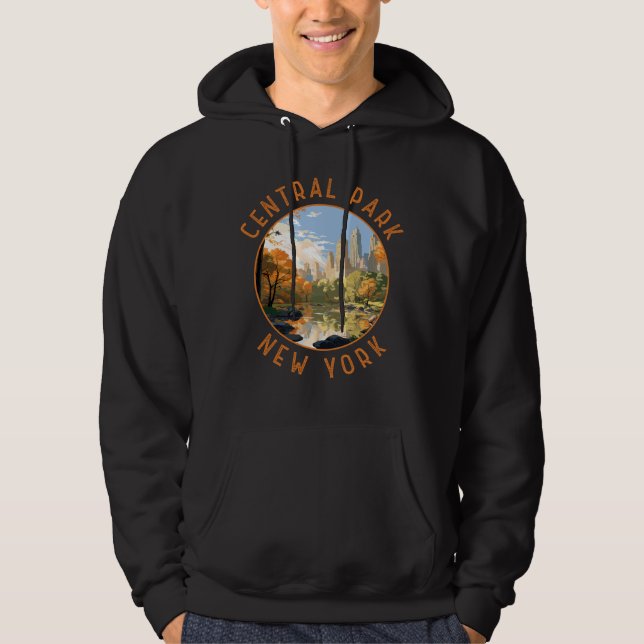 Central Park New York Retro Distressed Circle Hoodie (Vorderseite)