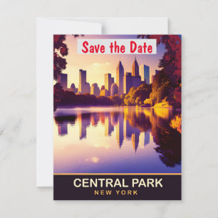 Central Park, New York, Travel Postcard, Save The Date