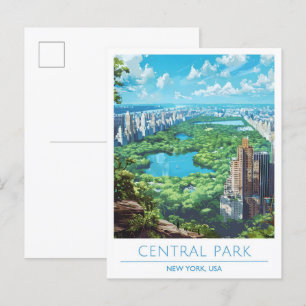 Central Park New York USA Vintage Reise Postkarte