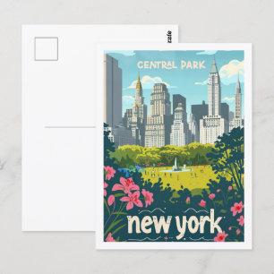 Central Park New York USA Vintage Reiseziel Postkarte