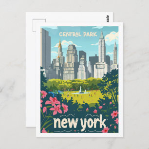 Central Park New York USA Vintage Travel Place Postkarte