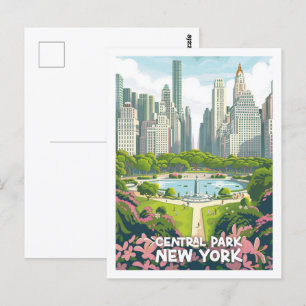 Central Park New York USA Vintage Travel Place Postkarte