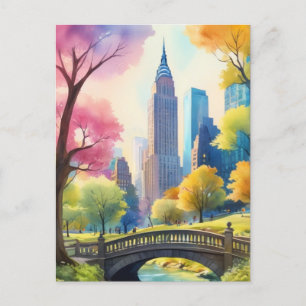Central Park of NYC in V Aquarellmalerei 1 Postkarte