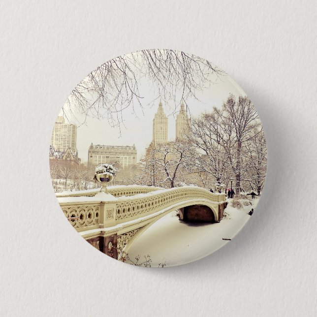 Central Park-Schnee - Winter New York Button (Vorderseite)