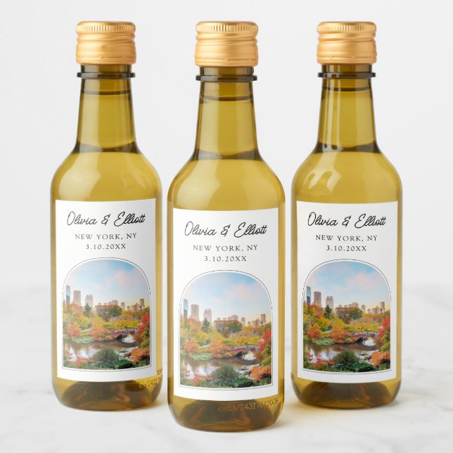 Central Park Wedding New York Gefallen Personalisi Weinetikett (Flaschen)
