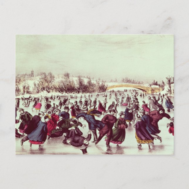 Central Park, Winter: Der Skaten-Karneval Postkarte (Vorderseite)