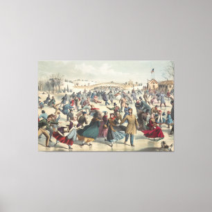 Central Park, Winter. Der Skaten-Teich New York Leinwanddruck