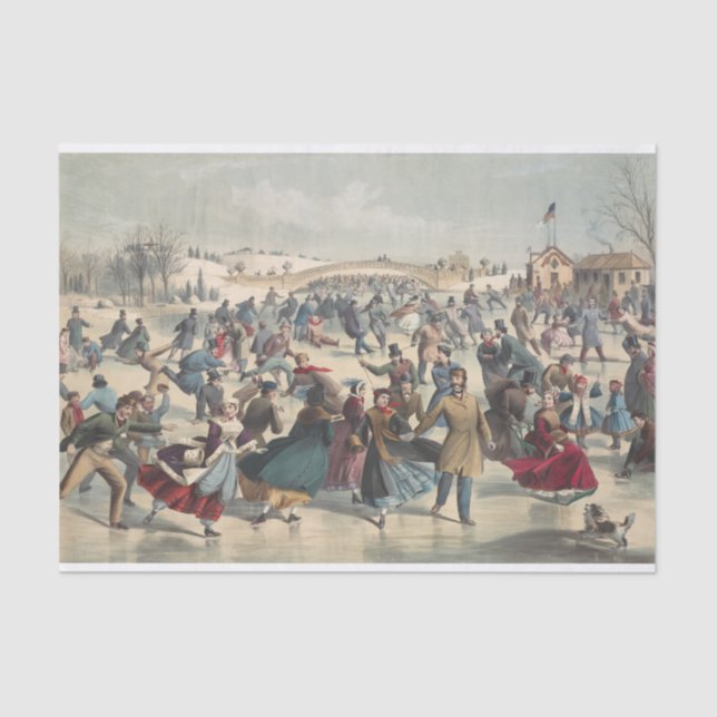Central Park, Winter. Der Skaten-Teich New York Seidenpapier (Vorderseite)