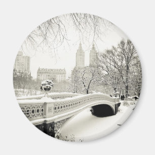 Central Park-Winter - Schnee auf Bogen-Brücke Magnet