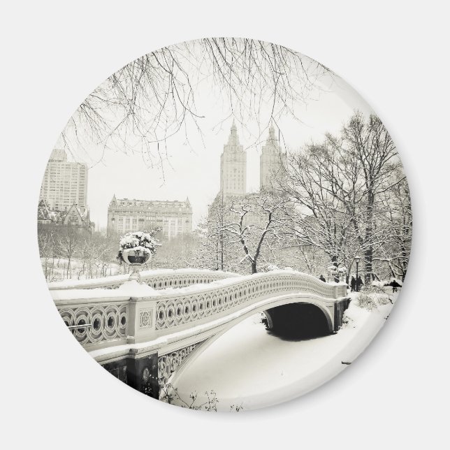 Central Park Winter - Snow on Bow Bridge Magnet (Vorne)