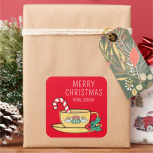 Central Perk Holiday Tasse   Weihnachtsgeschenkmar Quadratischer Aufkleber