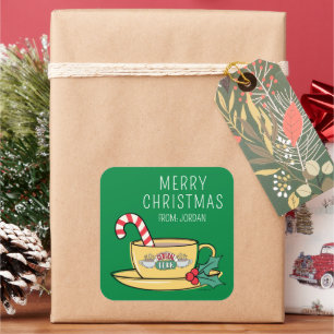 Central Perk Holiday Tasse   Weihnachtsgeschenkmar Quadratischer Aufkleber