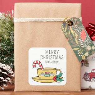 Central Perk Holiday Tasse Weihnachtsgeschenkmar Quadratischer Aufkleber