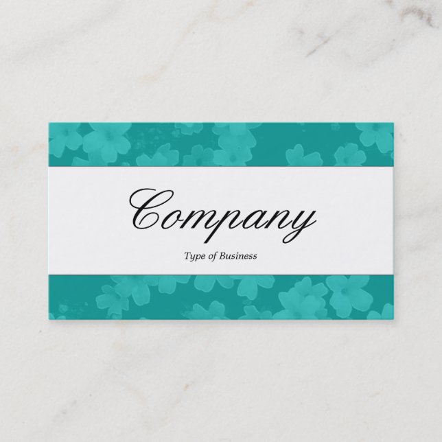 Centre Band - Script - Blume - Aqua Blue Visitenkarte (Vorderseite)