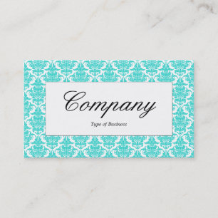 Centre Label - Aqua Damask Visitenkarte