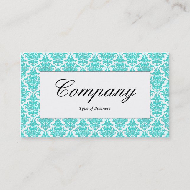 Centre Label - Aqua Damask Visitenkarte (Vorderseite)