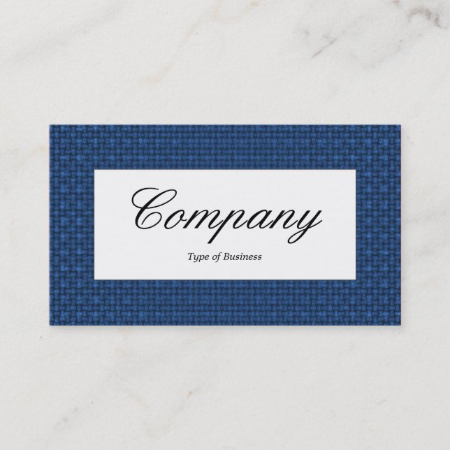 Centre Label - Blauer Stoff Textur Visitenkarte (Vorderseite)