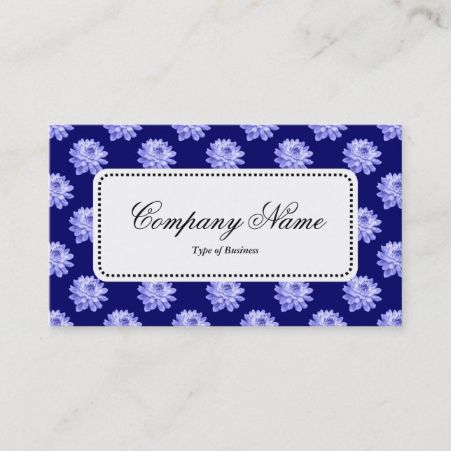 Centre Label v5 - Chrysanthemum Pattern Dp Navy Bl Visitenkarte (Vorderseite)