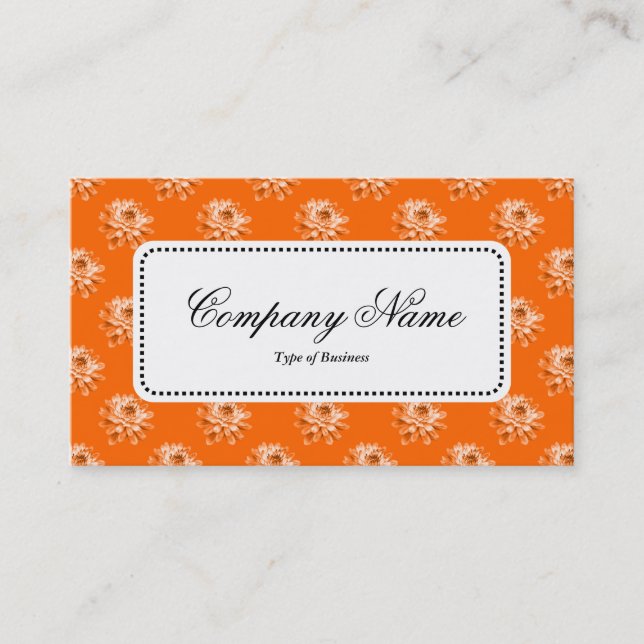 Centre Label v5 - Chrysanthemum Pattern Orange Visitenkarte (Vorderseite)