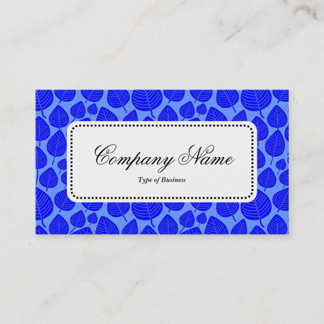 Centre Label v5 - Leaf Muster 02 - Blaue Schatten Visitenkarte (Vorderseite)