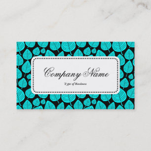Centre Label v5 - Leaf Muster 02 - Cyan Visitenkarte