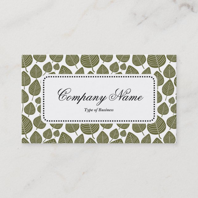 Centre Label v5 - Leaf Muster 02 - Deep Olive Visitenkarte (Vorderseite)