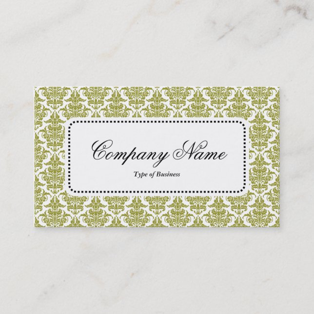Centre Label v5 - Olive Damask Visitenkarte (Vorderseite)