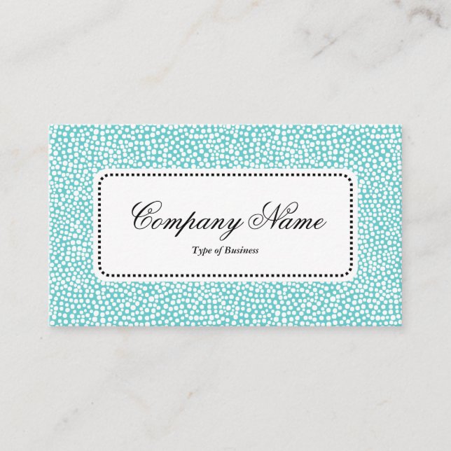 Centre Label v5 - Random Spots - Weiß auf Lt Aqua Visitenkarte (Vorderseite)