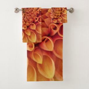 Centre Orange Dahlia Blume Badhandtuch Set