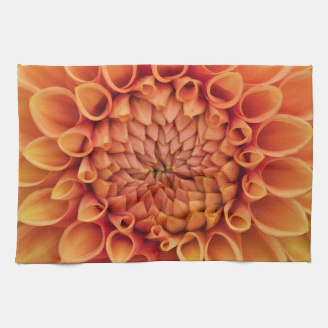 Centre Orange Dahlia Blume Geschirrtuch (Horizontal)