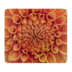 Centre Orange Dahlia Blume Schneidebrett