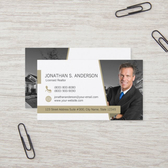 Century 21 Business Card Weißes Gold Visitenkarte (Vorderseite/Rückseite Beispiel)
