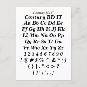 Century BD IT - Zazzle Schriftart Sampler Sheet Postkarte