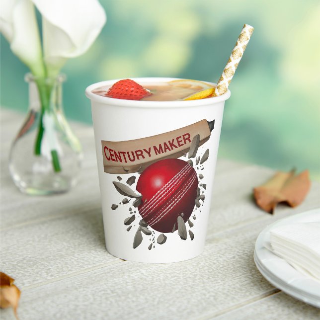 Century Maker Cricket Bat and Ball Sports Pappbecher (Von Creator hochgeladen)