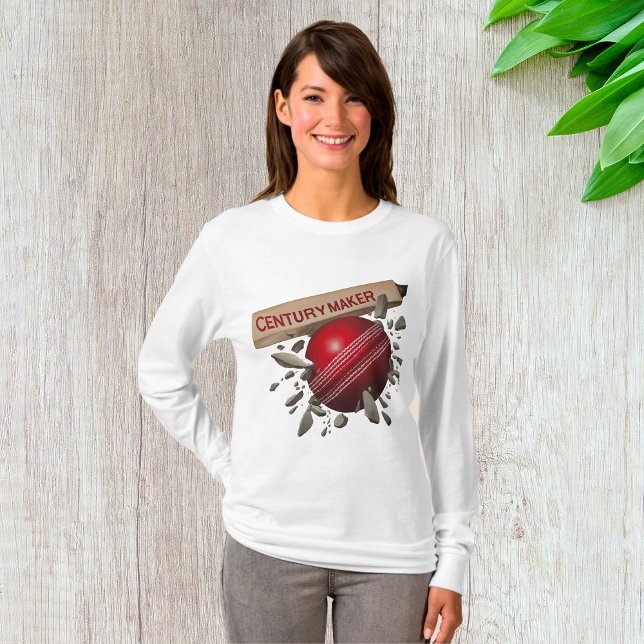Century Maker Cricket Bat and Ball Sports T-Shirt (Von Creator hochgeladen)