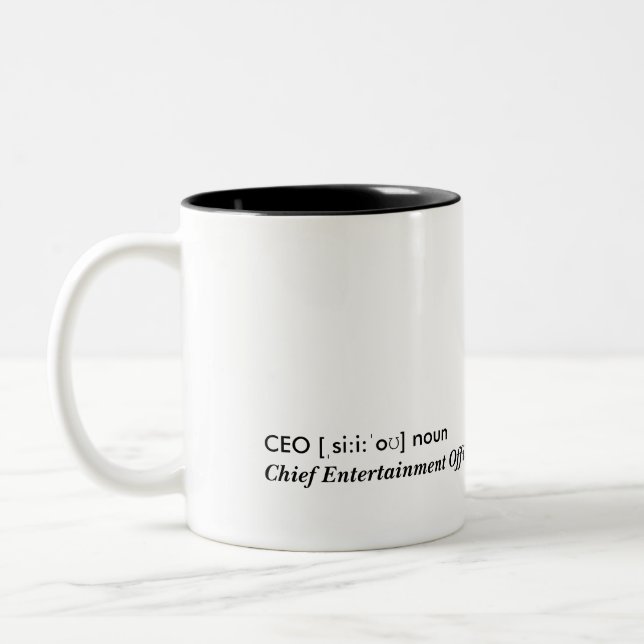 CEO - Chief Entertainment Officer Zweifarbige Tasse (Links)