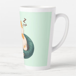 "CEO des Nickerchens" schlafende Katze auf dem Sof Milchtasse