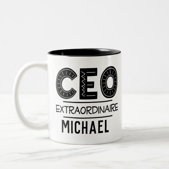 CEO Personalisiertes Geschenk für Boss Zweifarbige Tasse (Links)
