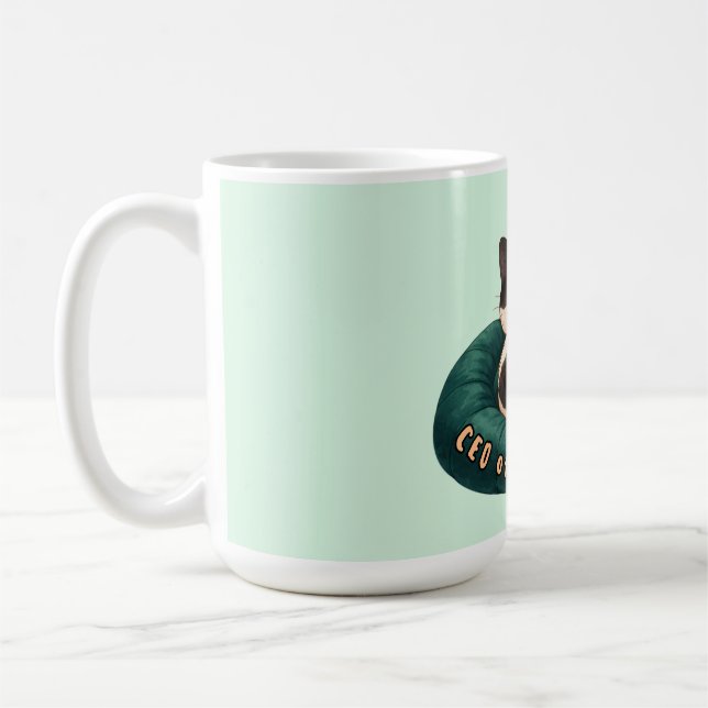 "CEO von Nap" Katze schläft auf dem Sofa Kaffeetasse (Links)