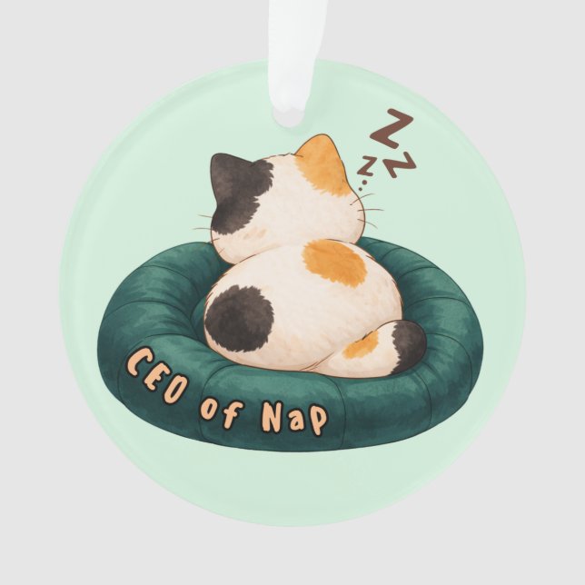 "CEO von Nap" Katze schläft auf dem Sofa Ornament (Vorderseite)