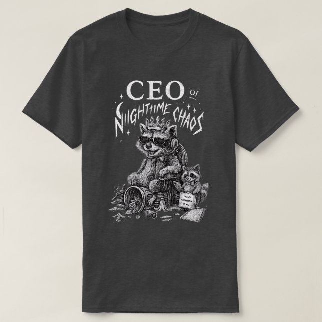 CEO von Nighttime Chaos Raccoon Art T-Shirt (Design vorne)