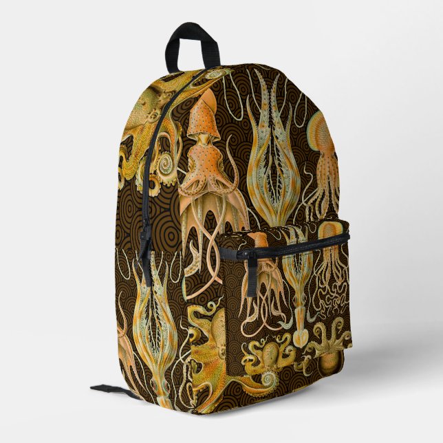 Cephalopod Octopus Tintenfisch Meeresnatur Bedruckter Rucksack (Rückseitige Ecke links)