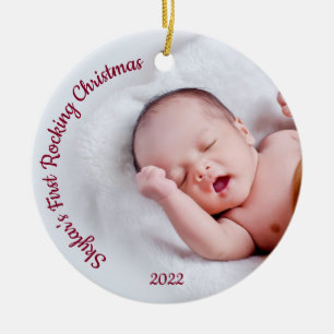 Cer, das erste Foto für personalisiertes Baby Keramik Ornament