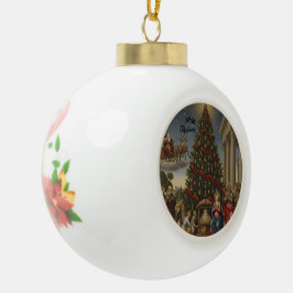 Ceramic Ball Nativity Santa Christmas Ornament