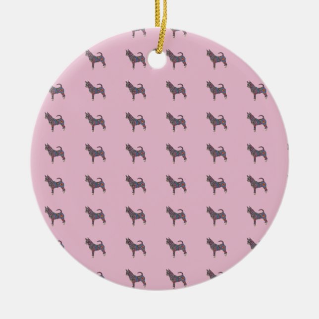 Ceramic Circle Ornament with chihuahua pattern (Vorne)