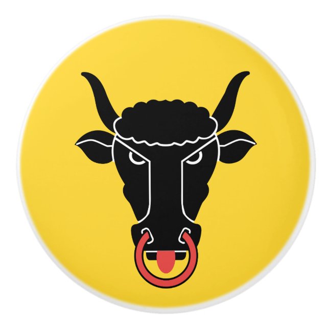 Ceramic knob pull with flag of Uri, Switzerland Keramikknauf (Vorderseite)