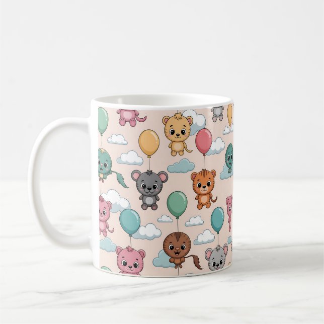Ceramic mug with a cute pattern of cartoon animals kaffeetasse (Links)